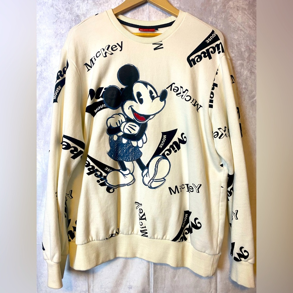 ASK ENQUIRED Mickey Big Logo Sweatshirt AOP Rare Mens Crewneck E01